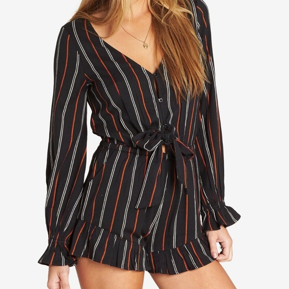 Billabong Pants - Billabong NWT M Play all Day Romper Ruffles Stripe
